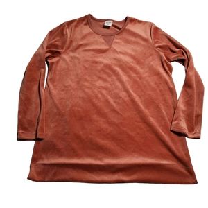 BLAIR Women's Orange Velour Sweatshirt w/small side slits Size Medium